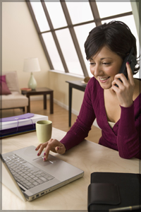 Woman conducting a telephone survey.